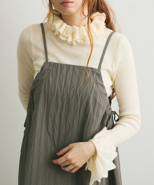 Crisp（クリスプ）の「サイドリボンステッチキャミワンピース（ワンピース・レディース・グレー/アイボリー・FREE）」の10枚目の写真