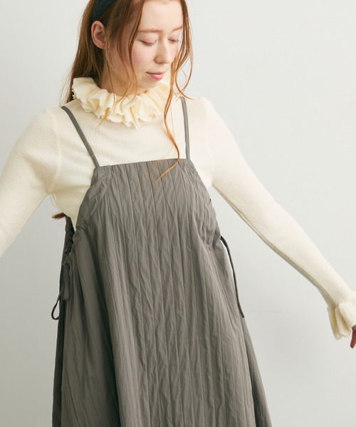 Crisp（クリスプ）の「サイドリボンステッチキャミワンピース（ワンピース・レディース・グレー/アイボリー・FREE）」の11枚目の写真