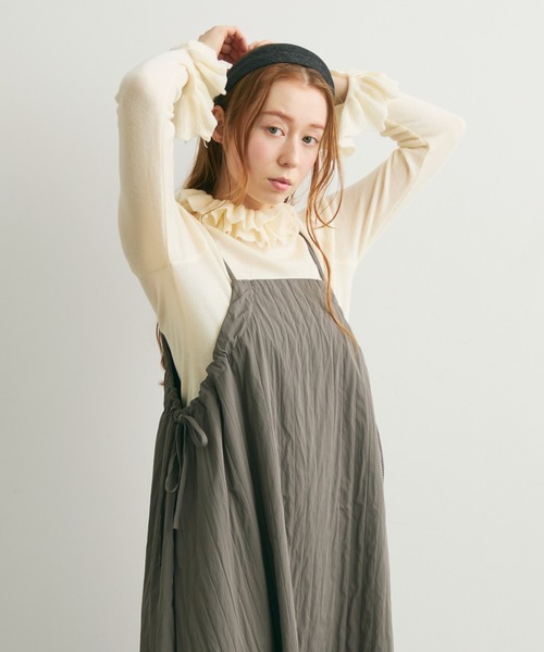 Crisp（クリスプ）の「サイドリボンステッチキャミワンピース（ワンピース・レディース・グレー/アイボリー・FREE）」の12枚目の写真