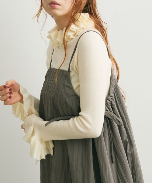 Crisp（クリスプ）の「サイドリボンステッチキャミワンピース（ワンピース・レディース・グレー/アイボリー・FREE）」の13枚目の写真