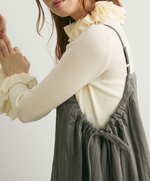 Crisp（クリスプ）の「サイドリボンステッチキャミワンピース（ワンピース・レディース・グレー/アイボリー・FREE）」の14枚目の写真