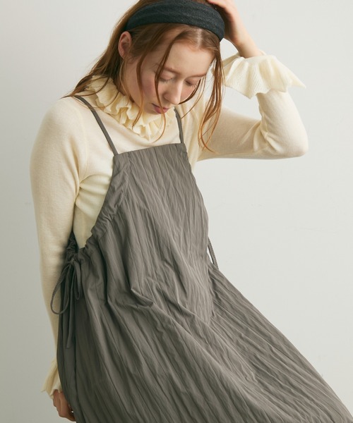 Crisp（クリスプ）の「サイドリボンステッチキャミワンピース（ワンピース・レディース・グレー/アイボリー・FREE）」の17枚目の写真