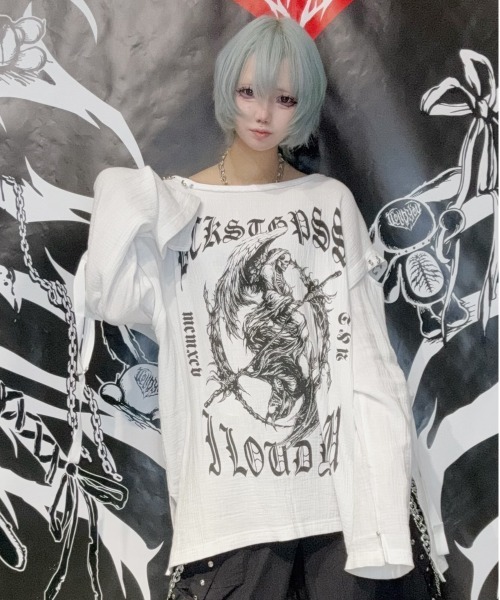 BACKSTAGE PASS（バックステージパス）の「DUALITY(デュアリティー)ロゴプリント オーバーサイズ ロンT（Tシャツ/カットソー・メンズ・ブラック/ホワイト・FREE）」の2枚目の写真