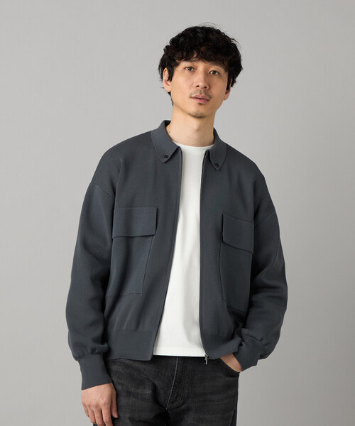 COMME CA MEN(コムサメン)の「オーバーサイズ ニットブルゾン(カーディガン/ボレロ・メンズ・グレー/ブラック・M/L)」の1枚目の写真