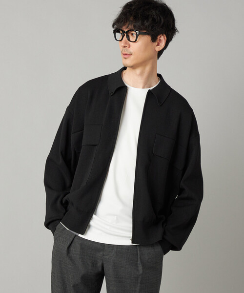 COMME CA MEN(コムサメン)の「オーバーサイズ ニットブルゾン(カーディガン/ボレロ・メンズ・グレー/ブラック・M/L)」の2枚目の写真