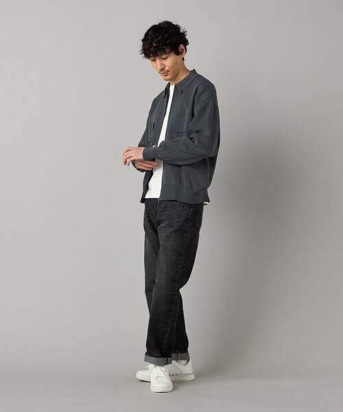 COMME CA MEN(コムサメン)の「オーバーサイズ ニットブルゾン(カーディガン/ボレロ・メンズ・グレー/ブラック・M/L)」の4枚目の写真