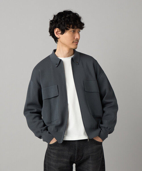 COMME CA MEN(コムサメン)の「オーバーサイズ ニットブルゾン(カーディガン/ボレロ・メンズ・グレー/ブラック・M/L)」の6枚目の写真