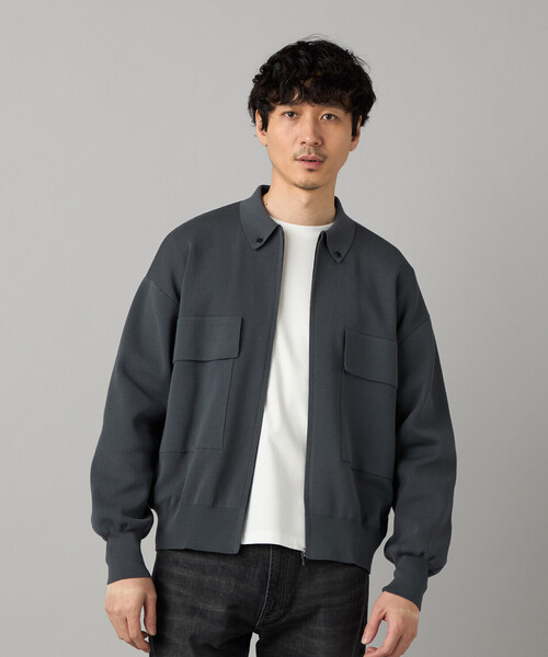 COMME CA MEN(コムサメン)の「オーバーサイズ ニットブルゾン(カーディガン/ボレロ・メンズ・グレー/ブラック・M/L)」の7枚目の写真