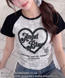 【ANGEL BLUE】別注 エンジェルブルー 配色 ラグラン サイドギャザー ロゴプリントTシャツ