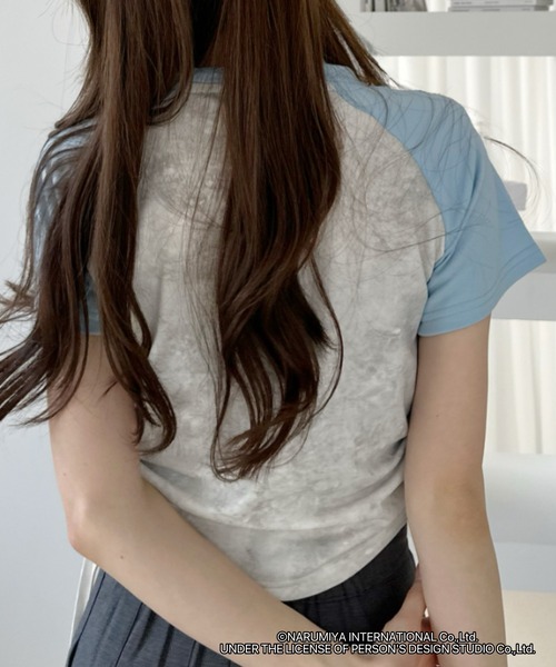 ANGEL BLUE(エンジェルブルー)の「【ANGEL BLUE】別注 エンジェルブルー 配色 ラグラン サイドギャザー ロゴプリントTシャツ(Tシャツ/カットソー・レディース・ブラック/ブルー/レッド・FREE)」の13枚目の写真