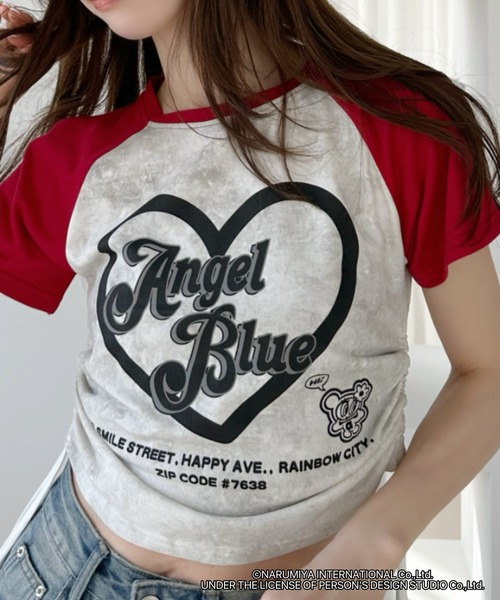 ANGEL BLUE(エンジェルブルー)の「【ANGEL BLUE】別注 エンジェルブルー 配色 ラグラン サイドギャザー ロゴプリントTシャツ(Tシャツ/カットソー・レディース・ブラック/ブルー/レッド・FREE)」の16枚目の写真