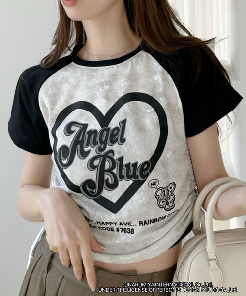 ANGEL BLUE(エンジェルブルー)の「【ANGEL BLUE】別注 エンジェルブルー 配色 ラグラン サイドギャザー ロゴプリントTシャツ(Tシャツ/カットソー・レディース・ブラック/ブルー/レッド・FREE)」の22枚目の写真