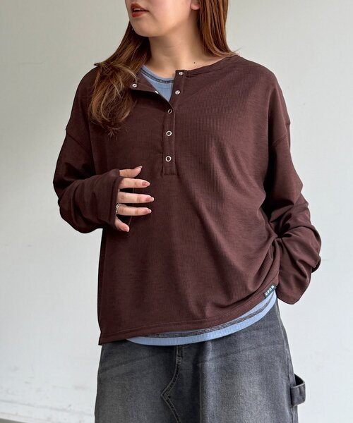 CPCM(シーピーシーエム)の「タンクセットヘンリーシアーロンT(Tシャツ/カットソー・レディース・ブルー/ホワイト/ブラウン/レッド/アイボリー・FREE)」の3枚目の写真