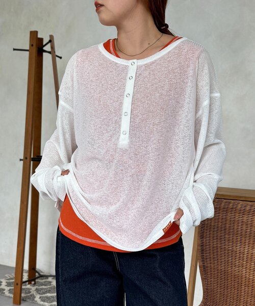 CPCM(シーピーシーエム)の「タンクセットヘンリーシアーロンT(Tシャツ/カットソー・レディース・ブルー/ホワイト/ブラウン/レッド/アイボリー・FREE)」の1枚目の写真