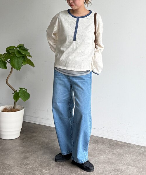 CPCM（シーピーシーエム）の「タンクセットヘンリーシアーロンT（Tシャツ/カットソー・レディース・ブルー/ホワイト/ブラウン/レッド/アイボリー・FREE）」の9枚目の写真