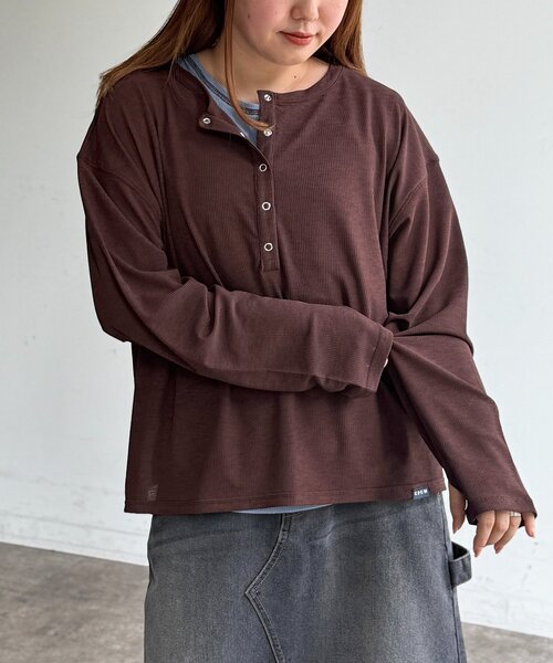 CPCM（シーピーシーエム）の「タンクセットヘンリーシアーロンT（Tシャツ/カットソー・レディース・ブルー/ホワイト/ブラウン/レッド/アイボリー・FREE）」の14枚目の写真