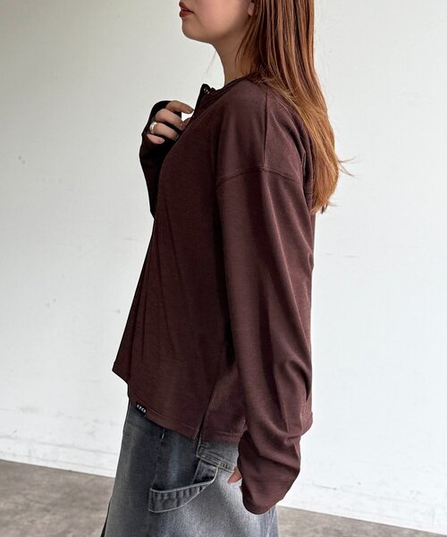 CPCM（シーピーシーエム）の「タンクセットヘンリーシアーロンT（Tシャツ/カットソー・レディース・ブルー/ホワイト/ブラウン/レッド/アイボリー・FREE）」の15枚目の写真