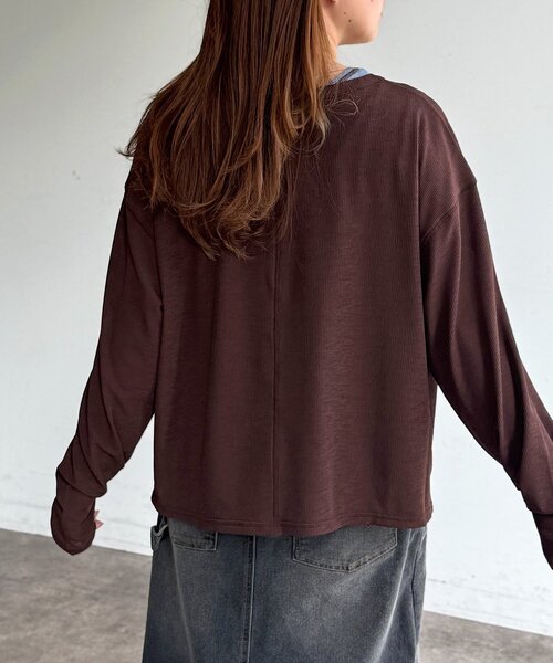 CPCM（シーピーシーエム）の「タンクセットヘンリーシアーロンT（Tシャツ/カットソー・レディース・ブルー/ホワイト/ブラウン/レッド/アイボリー・FREE）」の16枚目の写真