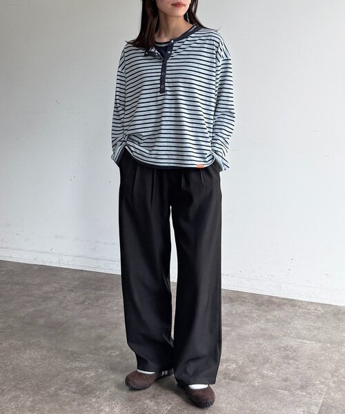 CPCM(シーピーシーエム)の「タンクセットヘンリーシアーロンT(Tシャツ/カットソー・レディース・ブルー/ホワイト/ブラウン/レッド/アイボリー・FREE)」の7枚目の写真