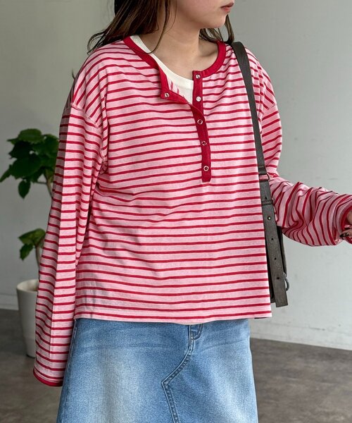 CPCM(シーピーシーエム)の「タンクセットヘンリーシアーロンT(Tシャツ/カットソー・レディース・ブルー/ホワイト/ブラウン/レッド/アイボリー・FREE)」の14枚目の写真