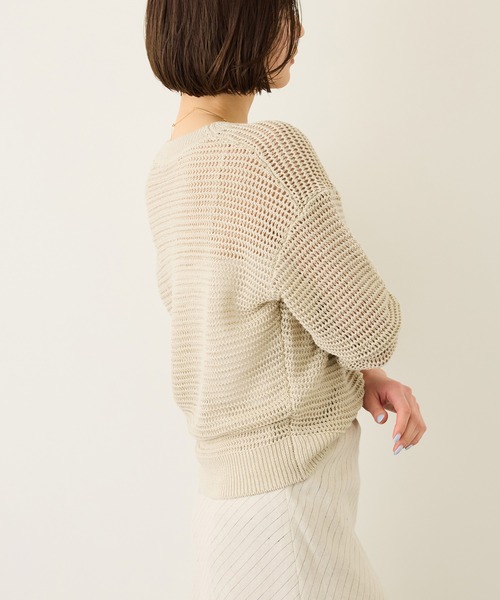ROPE'(ロペ)の「リネン畦編みVネックシアーニット/イージーケア(ニット/セーター・レディース・ベージュ/ラベンダー・FREE)」の15枚目の写真