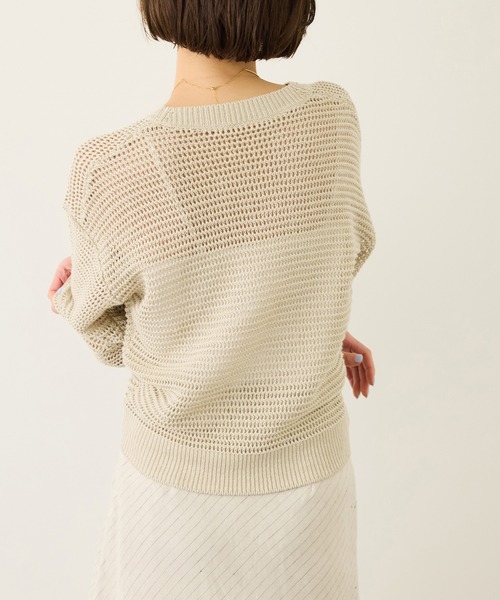 ROPE'(ロペ)の「リネン畦編みVネックシアーニット/イージーケア(ニット/セーター・レディース・ベージュ/ラベンダー・FREE)」の16枚目の写真