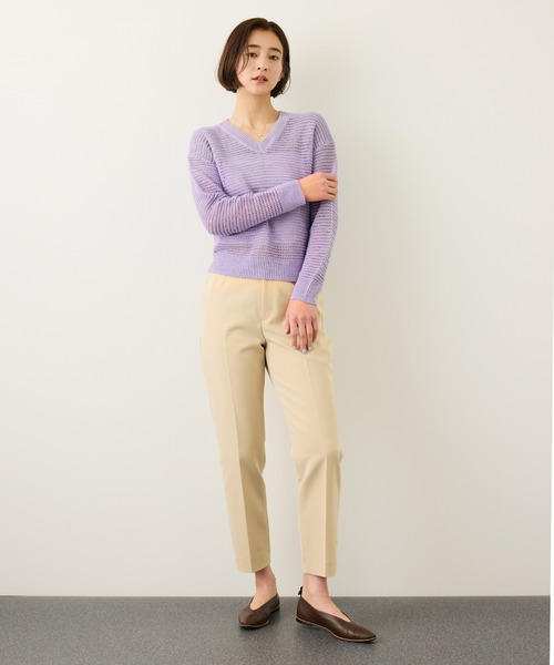 ROPE'(ロペ)の「リネン畦編みVネックシアーニット/イージーケア(ニット/セーター・レディース・ベージュ/ラベンダー・FREE)」の19枚目の写真