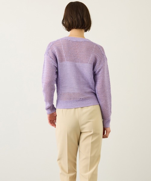 ROPE'(ロペ)の「リネン畦編みVネックシアーニット/イージーケア(ニット/セーター・レディース・ベージュ/ラベンダー・FREE)」の10枚目の写真