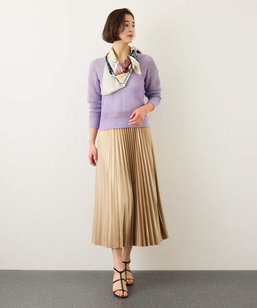 ROPE'(ロペ)の「リネン畦編みVネックシアーニット/イージーケア(ニット/セーター・レディース・ベージュ/ラベンダー・FREE)」の12枚目の写真