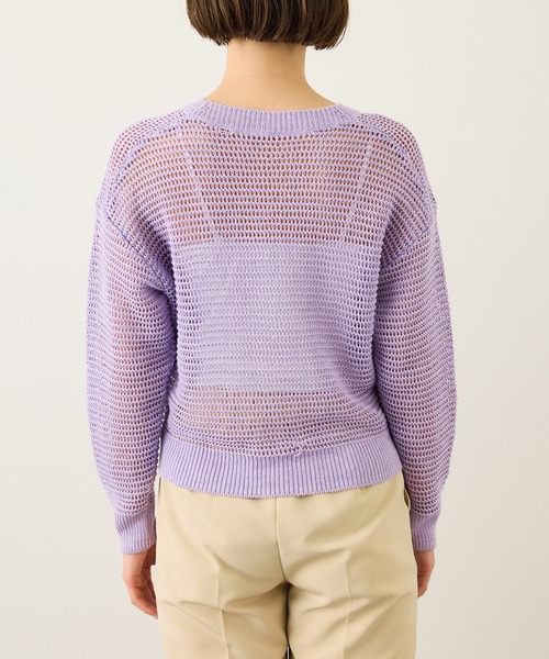 ROPE'(ロペ)の「リネン畦編みVネックシアーニット/イージーケア(ニット/セーター・レディース・ベージュ/ラベンダー・FREE)」の8枚目の写真