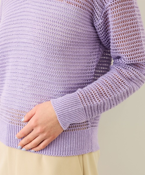 ROPE'(ロペ)の「リネン畦編みVネックシアーニット/イージーケア(ニット/セーター・レディース・ベージュ/ラベンダー・FREE)」の4枚目の写真