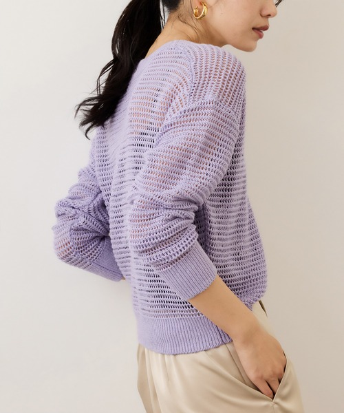 ROPE'(ロペ)の「リネン畦編みVネックシアーニット/イージーケア(ニット/セーター・レディース・ベージュ/ラベンダー・FREE)」の21枚目の写真