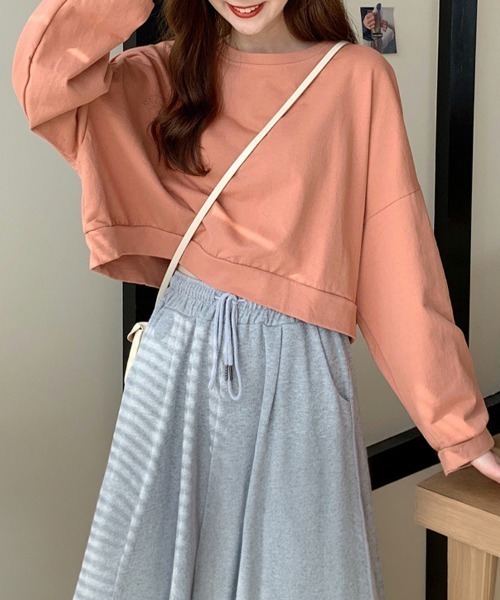 SallyLunn(サリーラン)の「ショート丈シンプルスウェット(スウェット・レディース・ブルー/ベージュ/オレンジ/グリーン・LARGE/MEDIUM)」の5枚目の写真