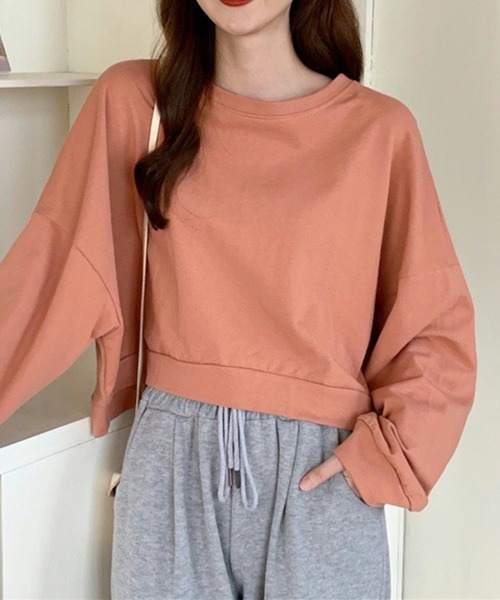 SallyLunn(サリーラン)の「ショート丈シンプルスウェット(スウェット・レディース・ブルー/ベージュ/オレンジ/グリーン・LARGE/MEDIUM)」の8枚目の写真