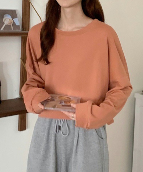 SallyLunn(サリーラン)の「ショート丈シンプルスウェット(スウェット・レディース・ブルー/ベージュ/オレンジ/グリーン・LARGE/MEDIUM)」の10枚目の写真