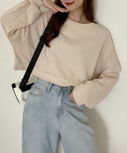 SallyLunn(サリーラン)の「ショート丈シンプルスウェット(スウェット・レディース・ブルー/ベージュ/オレンジ/グリーン・LARGE/MEDIUM)」の13枚目の写真