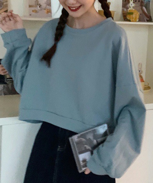 SallyLunn(サリーラン)の「ショート丈シンプルスウェット(スウェット・レディース・ブルー/ベージュ/オレンジ/グリーン・LARGE/MEDIUM)」の17枚目の写真