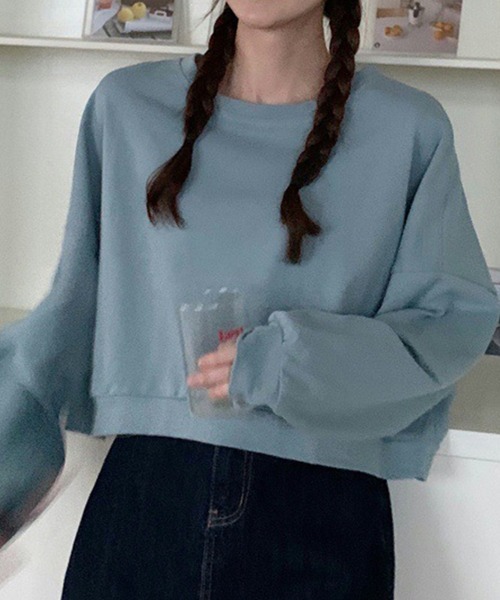 SallyLunn(サリーラン)の「ショート丈シンプルスウェット(スウェット・レディース・ブルー/ベージュ/オレンジ/グリーン・LARGE/MEDIUM)」の18枚目の写真