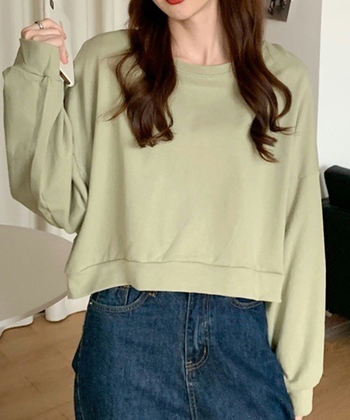 SallyLunn(サリーラン)の「ショート丈シンプルスウェット(スウェット・レディース・ブルー/ベージュ/オレンジ/グリーン・LARGE/MEDIUM)」の20枚目の写真