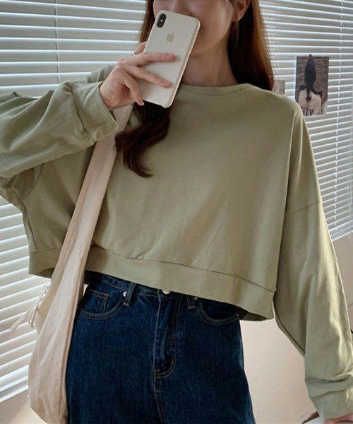 SallyLunn(サリーラン)の「ショート丈シンプルスウェット(スウェット・レディース・ブルー/ベージュ/オレンジ/グリーン・LARGE/MEDIUM)」の22枚目の写真