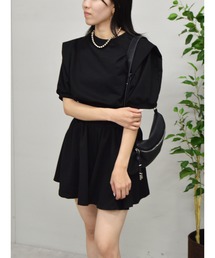 パフスリーブトップス&ショートパンツスウェットセットアップ