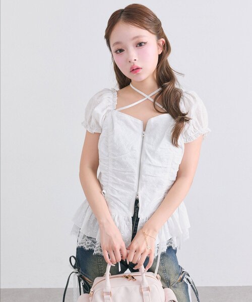 OLIVE des OLIVE(オリーブデオリーブ)の「ペプラムジップブラウス(シャツ/ブラウス・レディース・オフホワイト/ブラック/アイボリー・FREE)」の20枚目の写真