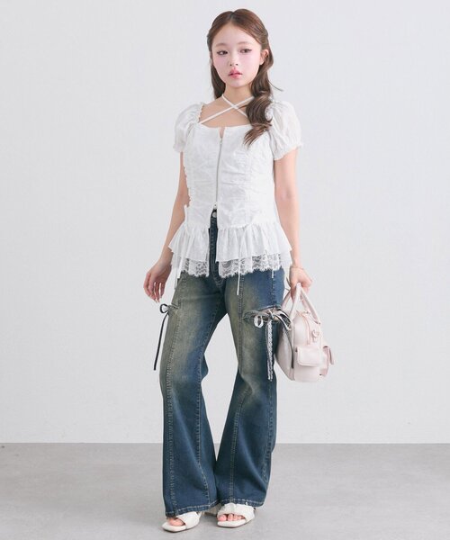 OLIVE des OLIVE(オリーブデオリーブ)の「ペプラムジップブラウス(シャツ/ブラウス・レディース・オフホワイト/ブラック/アイボリー・FREE)」の21枚目の写真