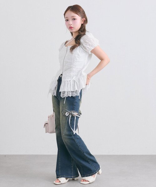 OLIVE des OLIVE(オリーブデオリーブ)の「ペプラムジップブラウス(シャツ/ブラウス・レディース・オフホワイト/ブラック/アイボリー・FREE)」の22枚目の写真