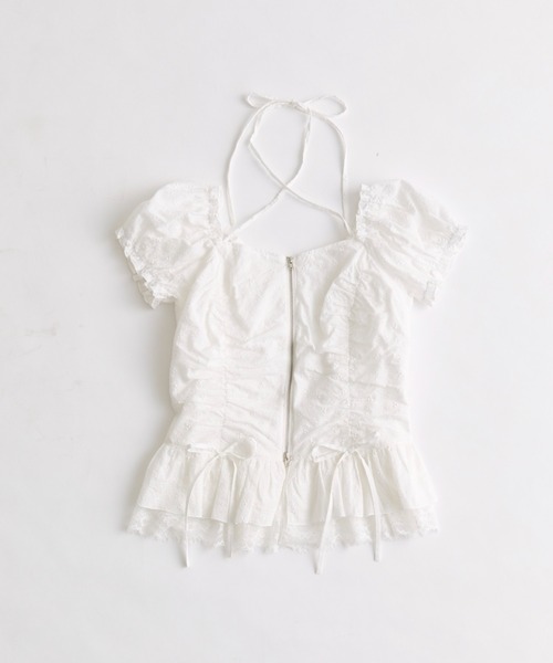 OLIVE des OLIVE（オリーブデオリーブ）の「ペプラムジップブラウス（ショルダーバッグ・レディース・オフホワイト/ブラック/アイボリー・FREE）」の2枚目の写真