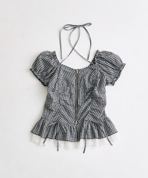 OLIVE des OLIVE（オリーブデオリーブ）の「ペプラムジップブラウス（ショルダーバッグ・レディース・オフホワイト/ブラック/アイボリー・FREE）」の3枚目の写真