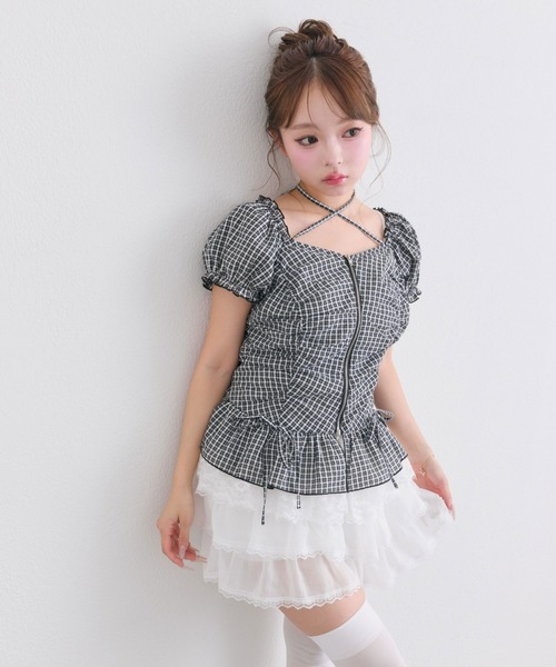 OLIVE des OLIVE(オリーブデオリーブ)の「ペプラムジップブラウス(シャツ/ブラウス・レディース・オフホワイト/ブラック/アイボリー・FREE)」の14枚目の写真