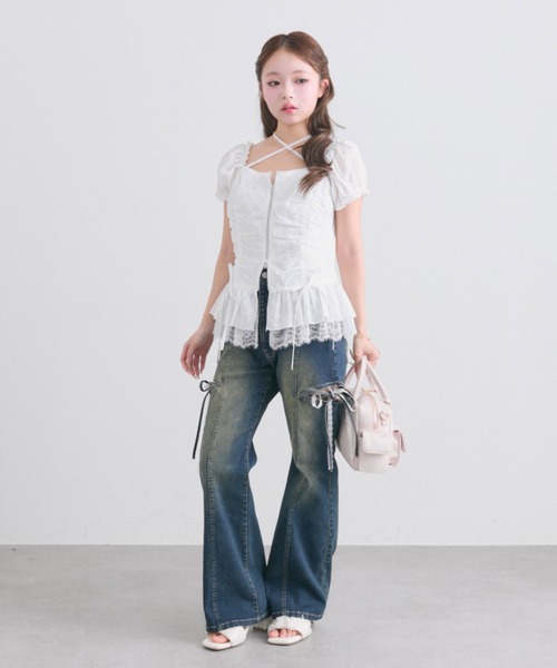 OLIVE des OLIVE(オリーブデオリーブ)の「ペプラムジップブラウス(シャツ/ブラウス・レディース・オフホワイト/ブラック/アイボリー・FREE)」の16枚目の写真