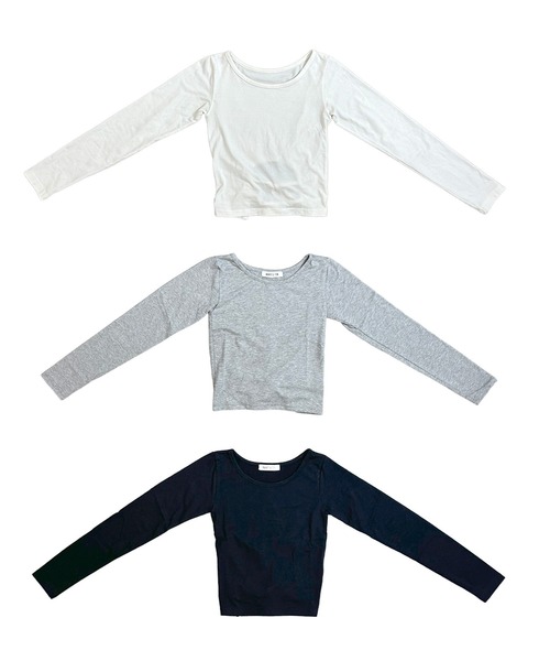 MATU:TA（マトゥータ）の「バックダブルストラップロングTシャツ/【後ろ姿まで可愛いバックリボン】 背中デザイン ダブルリボン 長袖 コンパクト ラウンドネック バックオープン 無地 レイヤード シンプルブラック ホワイト グレー（Tシャツ/カットソー・レディース・グレー/ブラック/ホワイト・FREE）」の18枚目の写真