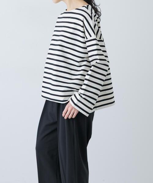 かぐれ(カグレ)の「コットンボートネックボーダーカットソー(Tシャツ/カットソー・レディース・ブラック系その他・FREE)」の2枚目の写真
